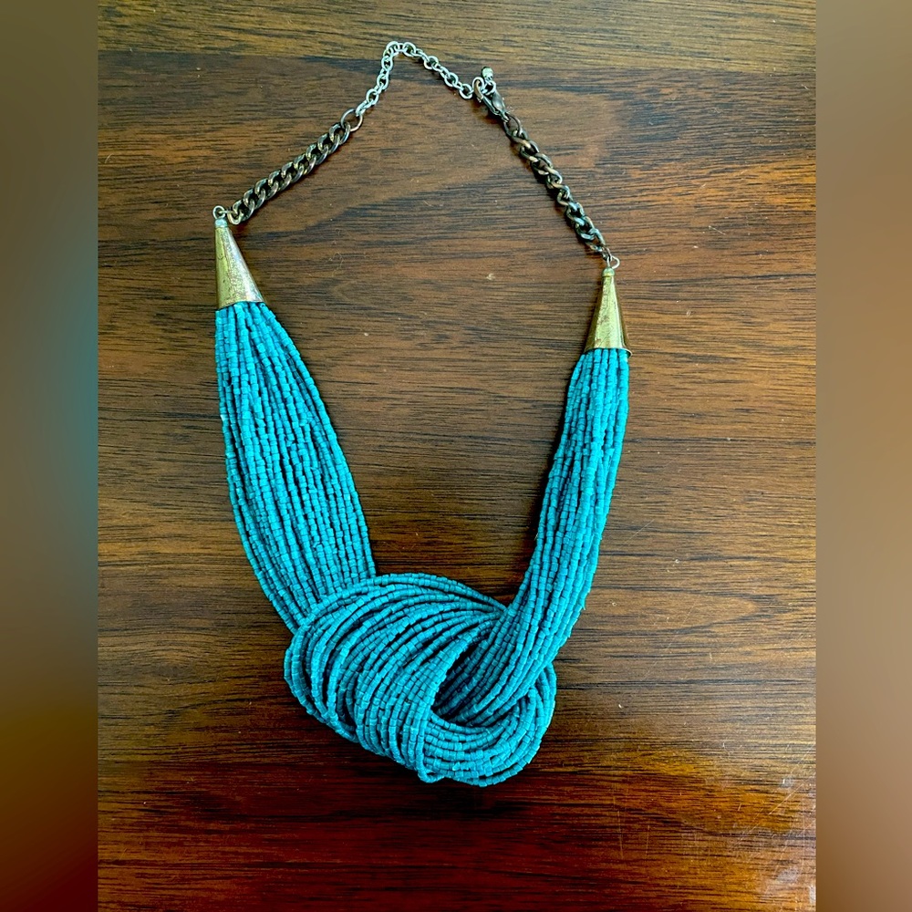 Teal knot necklace
